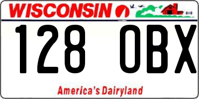 WI license plate 128OBX