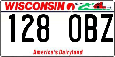 WI license plate 128OBZ