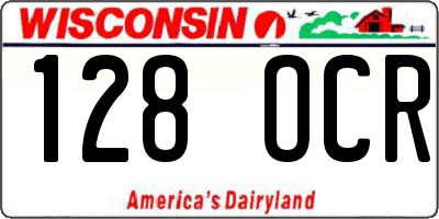 WI license plate 128OCR