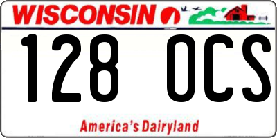 WI license plate 128OCS