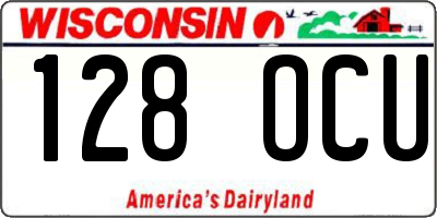WI license plate 128OCU