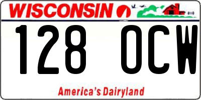 WI license plate 128OCW