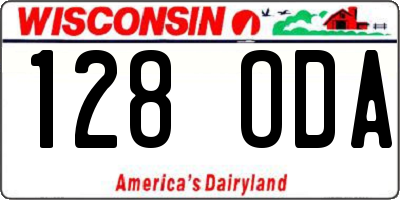 WI license plate 128ODA