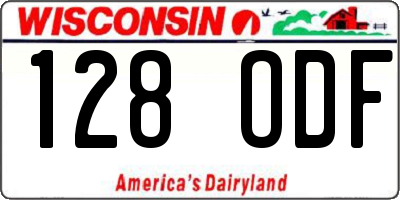 WI license plate 128ODF