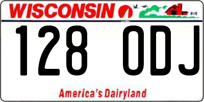 WI license plate 128ODJ