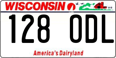 WI license plate 128ODL