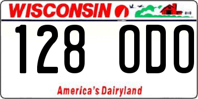 WI license plate 128ODO