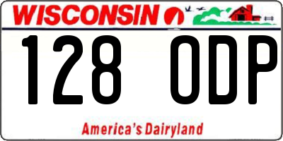 WI license plate 128ODP