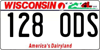WI license plate 128ODS