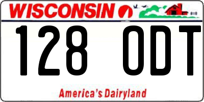WI license plate 128ODT