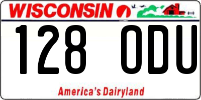 WI license plate 128ODU