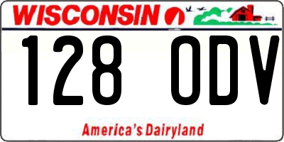 WI license plate 128ODV