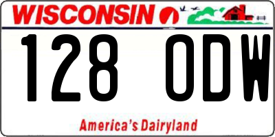 WI license plate 128ODW