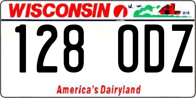 WI license plate 128ODZ