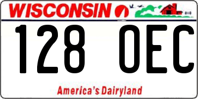 WI license plate 128OEC