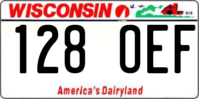 WI license plate 128OEF