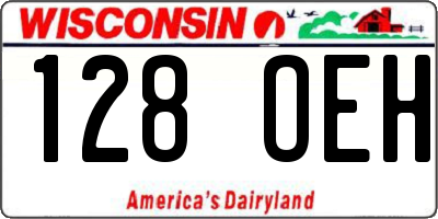 WI license plate 128OEH
