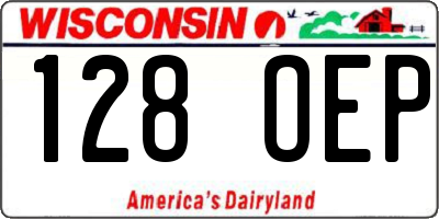 WI license plate 128OEP