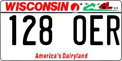 WI license plate 128OER