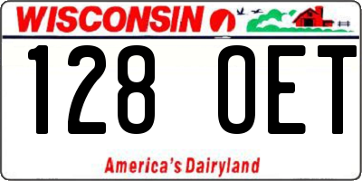 WI license plate 128OET