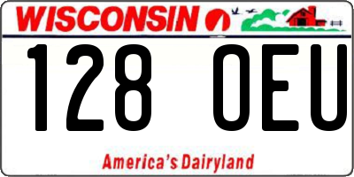WI license plate 128OEU