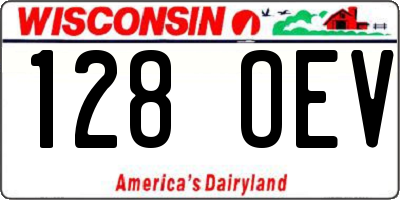 WI license plate 128OEV