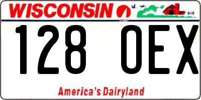 WI license plate 128OEX