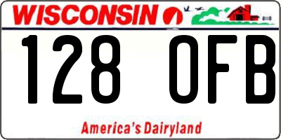 WI license plate 128OFB