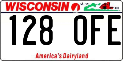 WI license plate 128OFE