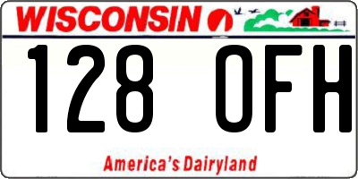 WI license plate 128OFH