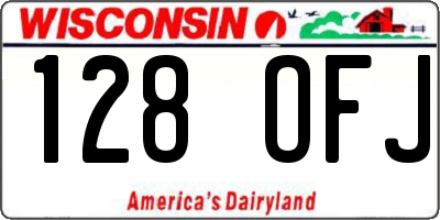 WI license plate 128OFJ