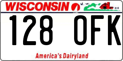 WI license plate 128OFK