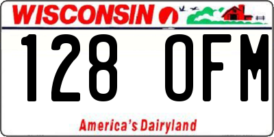 WI license plate 128OFM