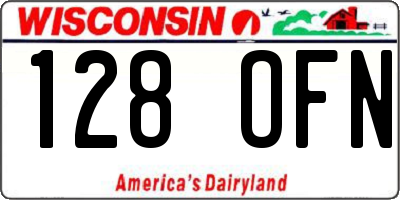 WI license plate 128OFN