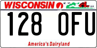 WI license plate 128OFU