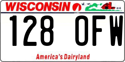 WI license plate 128OFW