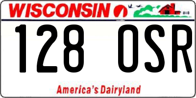 WI license plate 128OSR