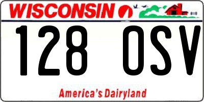 WI license plate 128OSV