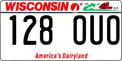 WI license plate 128OUO
