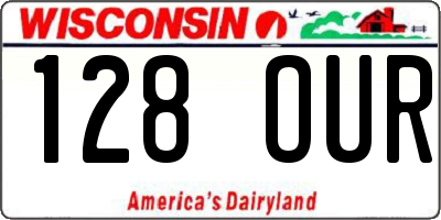 WI license plate 128OUR