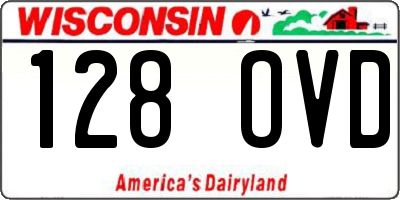 WI license plate 128OVD