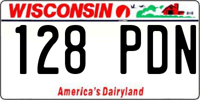 WI license plate 128PDN