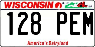 WI license plate 128PEM