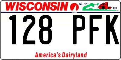 WI license plate 128PFK