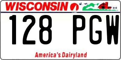 WI license plate 128PGW
