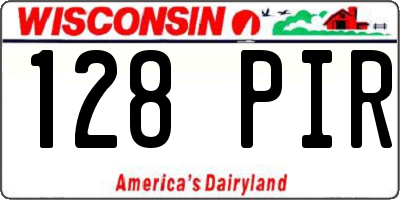 WI license plate 128PIR