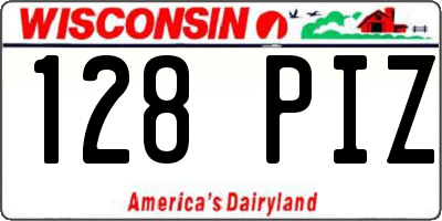 WI license plate 128PIZ