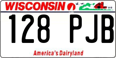 WI license plate 128PJB