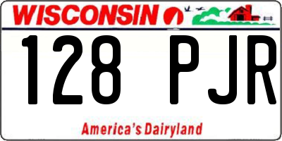 WI license plate 128PJR