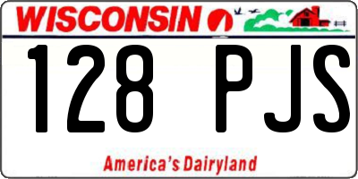WI license plate 128PJS